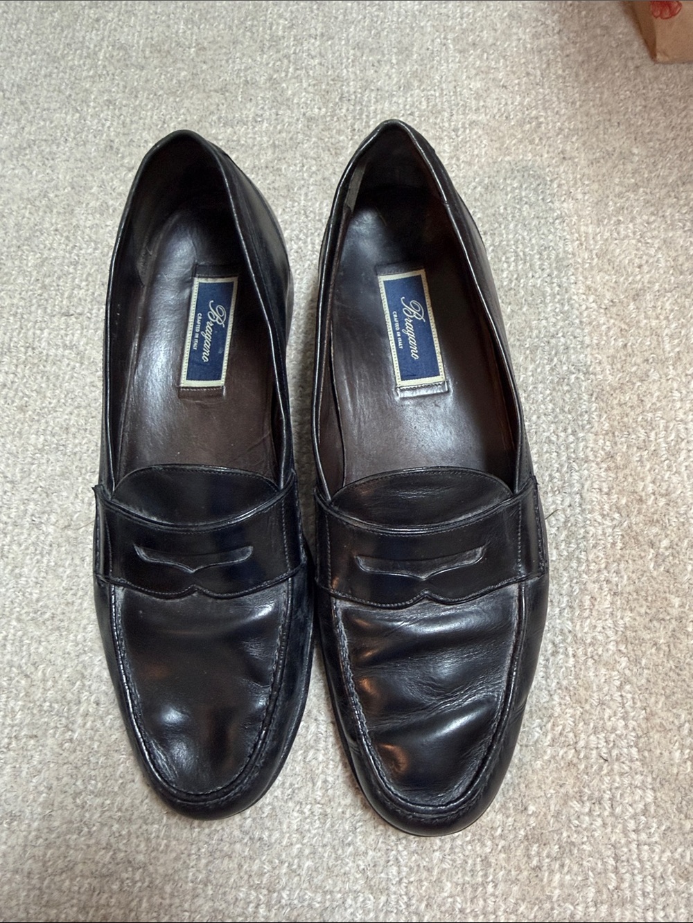Bragano Black Leather Penny Loafers - Men’s Slip-On Dress Shoes